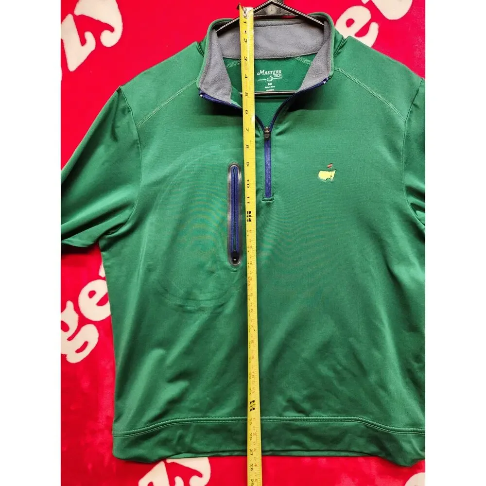 Masters Tech Augusta National 1/4 Zip Pullover Green Golf Jacket Mens Small - Picture 11 of 14